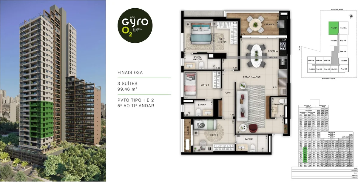 Planta de 99 m² do Opus Gyro O2